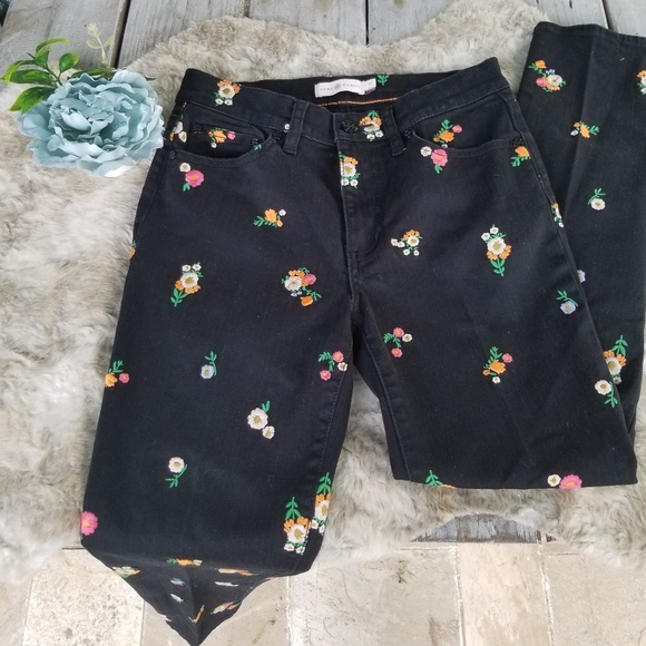 Tory Burch black floral jeans size 24 - Picture 3 of 8
